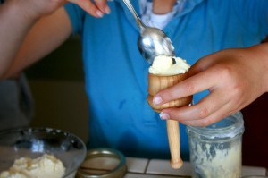 filling butter mold