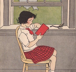 Jane was reading by the classroom window. ill by M. Davis