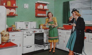 1940s Kitchen Ladies Illustration Vintage Advertisement Baking Goods Americana Women