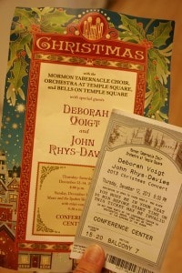 Concert ticket and program for the 2013 Mormon Tabernacle Choir Christmas Concert