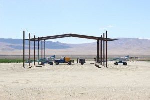 welding trusses to the hay barn