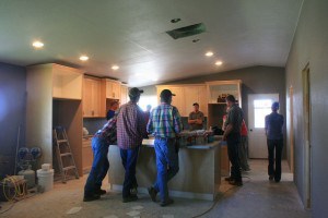 Eating in the new kitchen