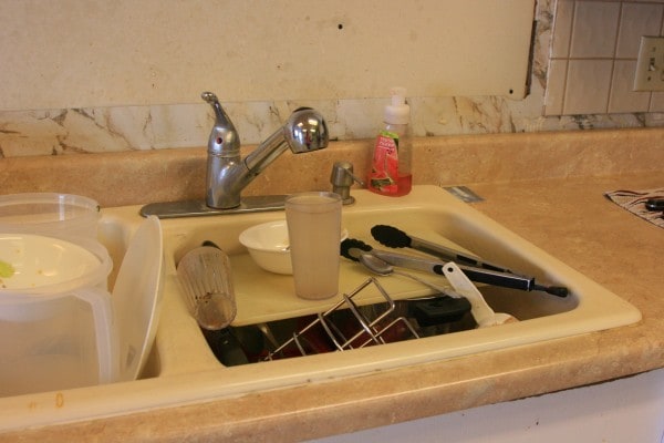 dirty dishes in sink