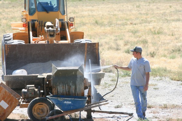 mixing the cement