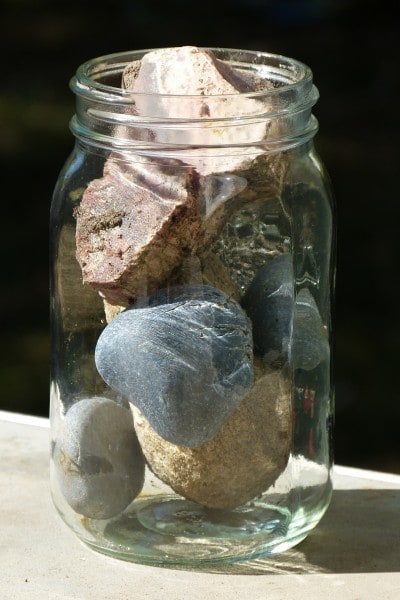 jar with rocks