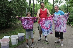 Campers with tie-dye t-shirts