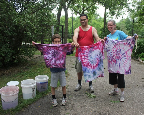 Campers with tie-dye t-shirts