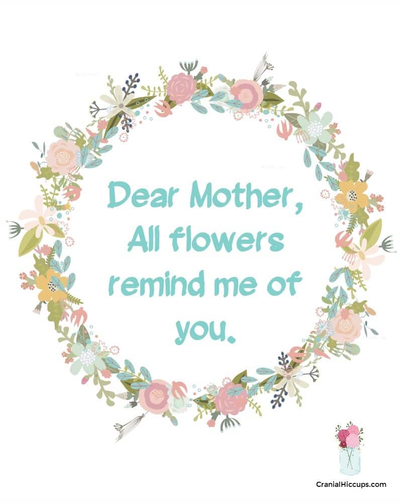 Dear Mother, all flowers remind me of you.