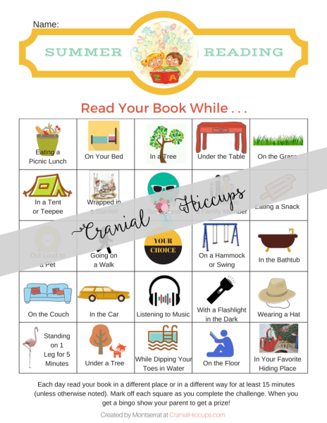 Summer Reading Chart - Keep kids busy reading this summer with this chart that tells them where or how to read their book each day.
