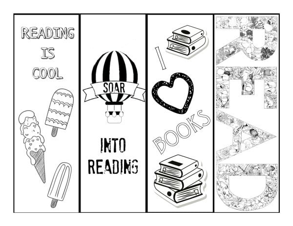 Summer Reading Bookmarks B&W