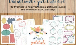 The ultimate gratitude list contains 90 prompts on ten pages to help you create a gratitude journal. When you are done you will have written down 1,000 blessings! Truly a Thanksgiving treat!