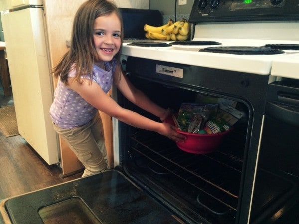 Easter basket in oven