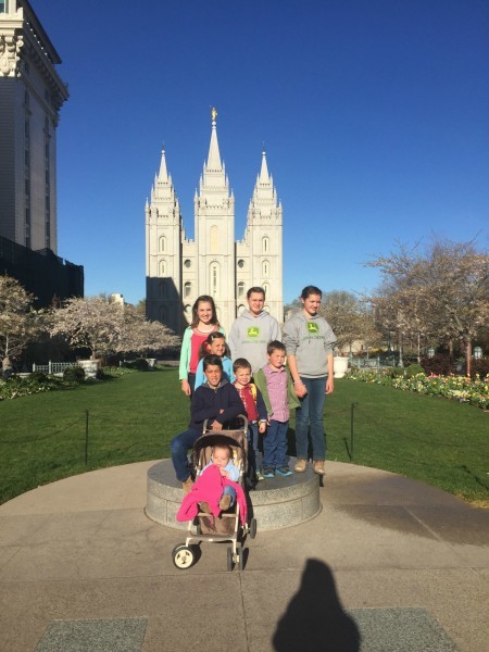 Kids in front of temple