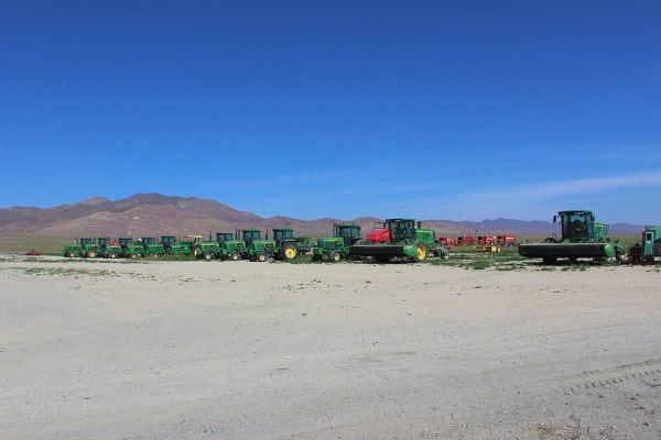 John Deere equipment lined up