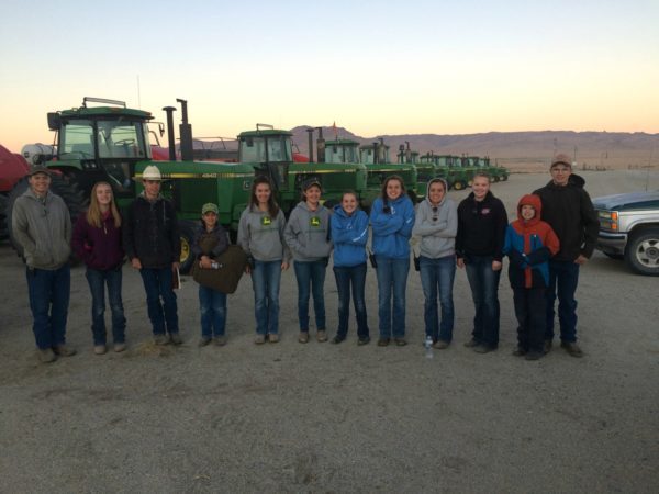 The hay raking crew early on Monday morning.