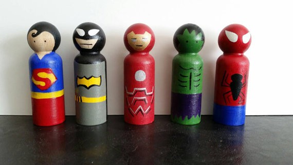 handmade superhero peg dolls