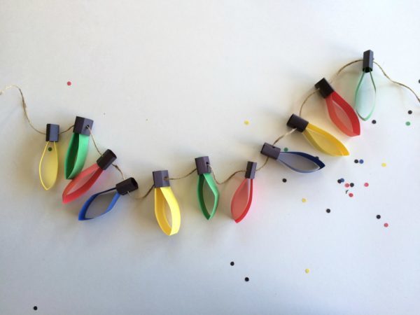 Christmas Lights Garland made from colored paper