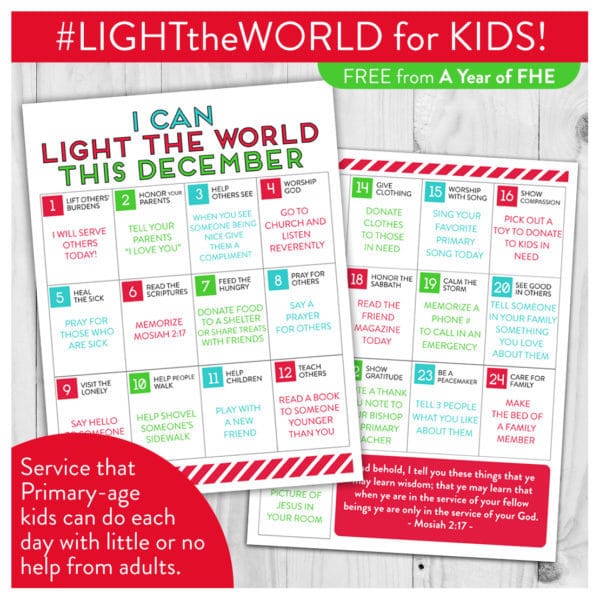 #LIGHTtheWORLD service calendar for kids!