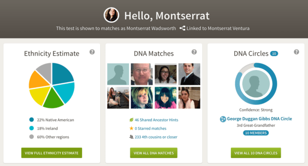 AncestryDNA insights page