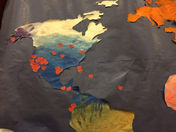 hearts showing where women have served missions