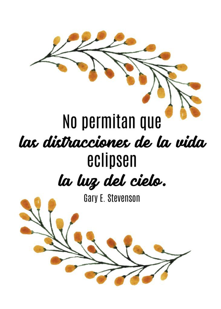 "No permitan que las distracciones de la vida eclipsen la luz del cielo." Gary E. Stevenson