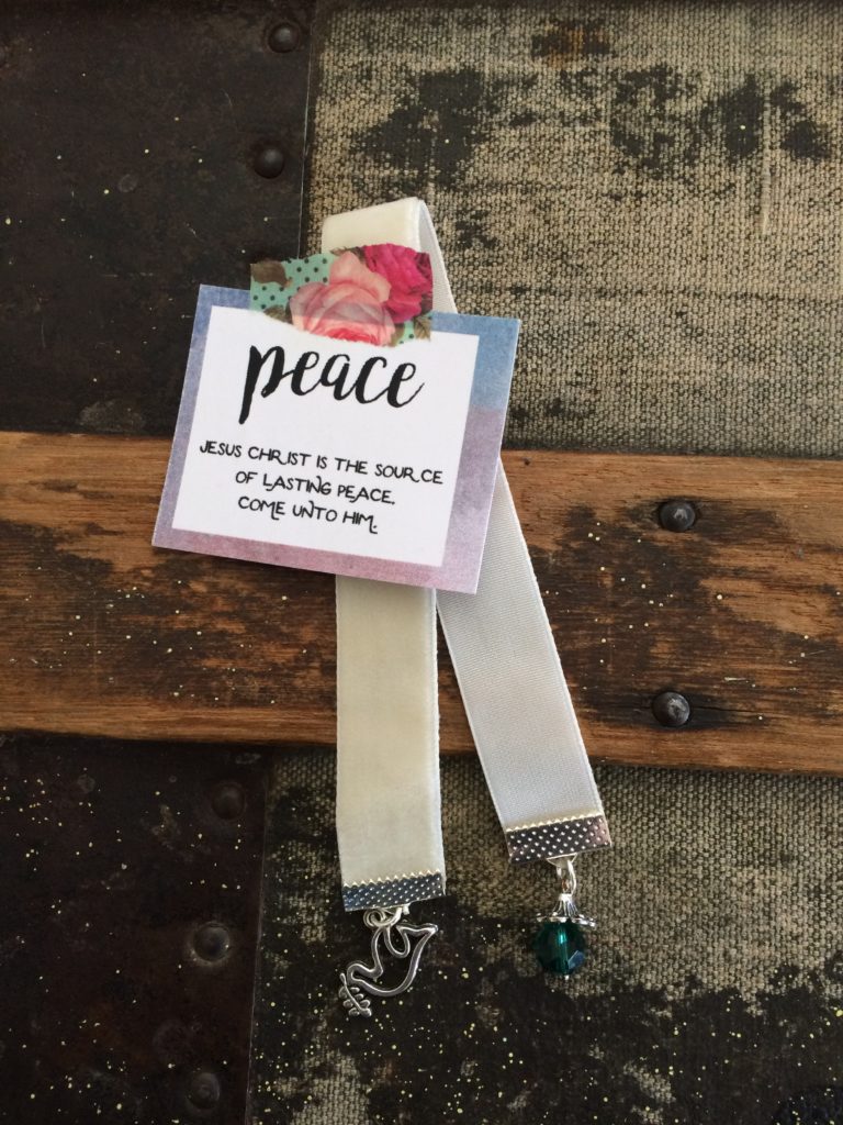 Jesus Christ is the source of lasting peace. Come unto Him. (velvet ribbon bookmark) peace 2018 mutual theme