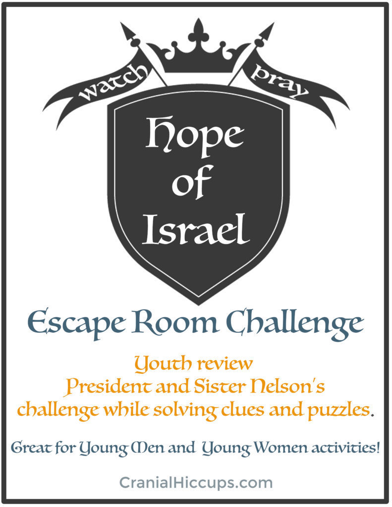 This FREE Hope of Israel Escape Room is designed to be a fun, interactive way for the youth to review President and Sister Nelson's devotional.
